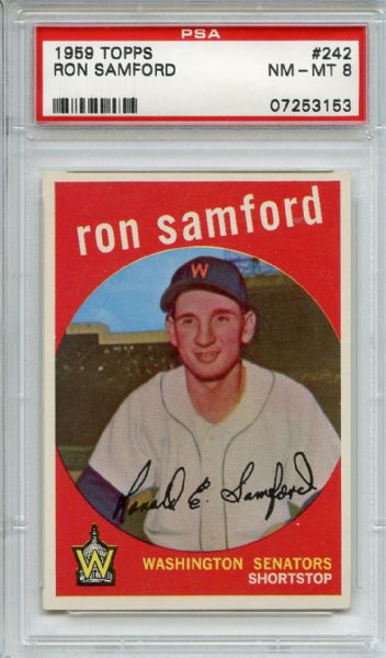 1959 Topps 242 Ron Samford PSA NM-MT 8