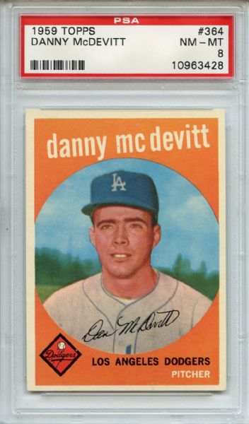 1959 Topps 364 Danny McDevitt PSA NM-MT 8