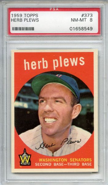 1959 Topps 373 Herb Plews PSA NM-MT 8