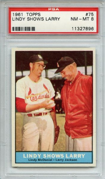 1961 Topps 75 Lindy Shows Larry PSA NM-MT 8