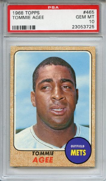 1968 Topps 465 Tommie Agee PSA GEM MT 10