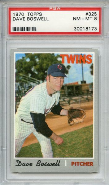 1970 Topps 325 Dave Boswell PSA NM-MT 8