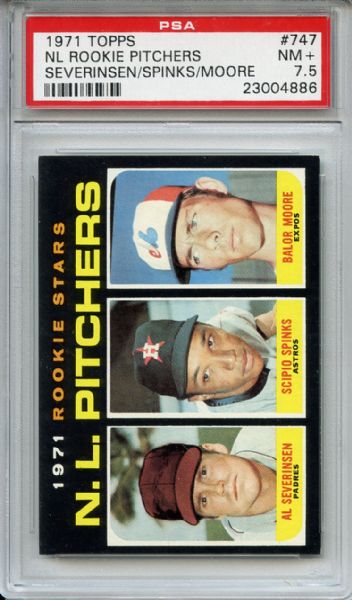 1971 Topps 747 NL Rookie Pitchers PSA NM+ 7.5