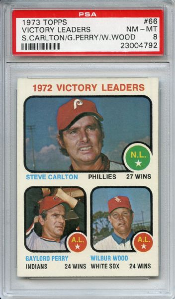1973 Topps 66 Victory Leaders Carlton Perry PSA NM-MT 8