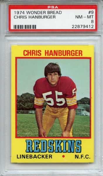 1974 Wonder Bread 9 Chris Hanburger PSA NM-MT 8