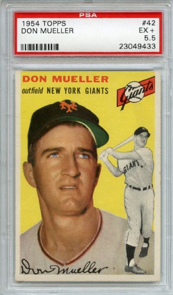 1954 Topps 42 Don Mueller PSA EX+ 5.5
