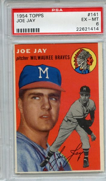 1954 Topps 141 Joe Jay PSA EX-MT 6