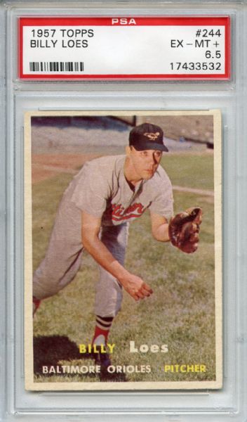 1957 Topps 244 Billy Loes PSA EX-MT+ 6.5