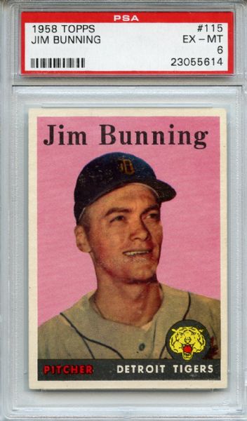 1958 Topps 115 Jim Bunning PSA EX-MT 6