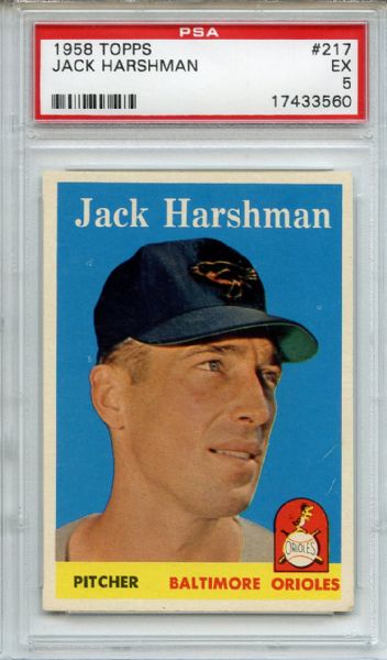 1958 Topps 217 Jack Harshman PSA EX 5