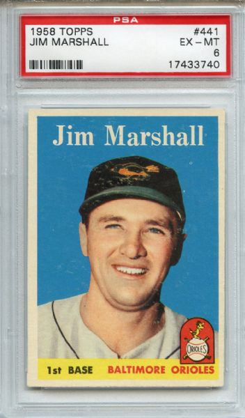 1958 Topps 441 Jim Marshall PSA EX-MT 6