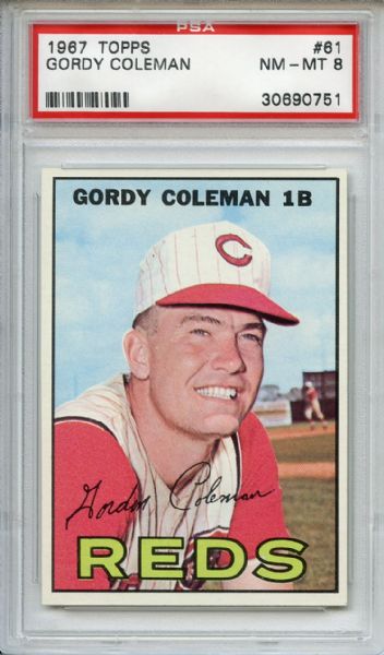 1967 Topps 61 Gordy Coleman PSA NM-MT 8