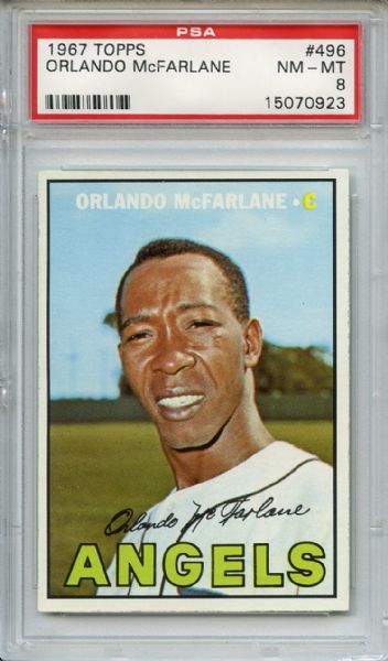 1967 Topps 496 Orlando McFarlane PSA NM-MT 8