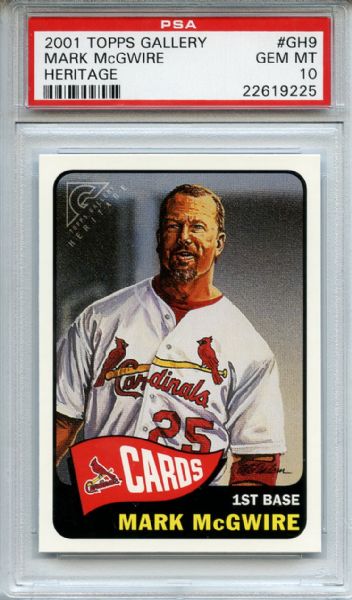 2001 Topps Gallery Heritage GH9 Mark McGwire PSA GEM MT 10