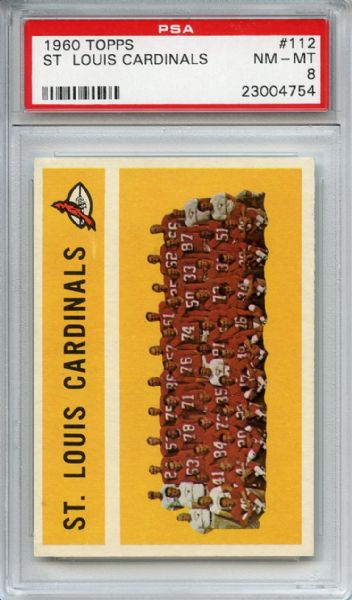 1960 Topps 112 St. Louis Cardinals Team PSA NM-MT 8