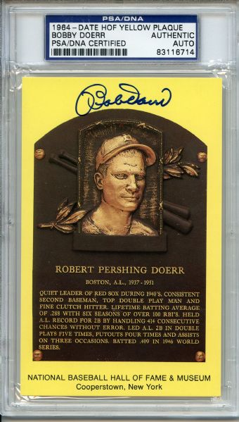 Bobby Doerr Signed HOF Postcard PSA/DNA