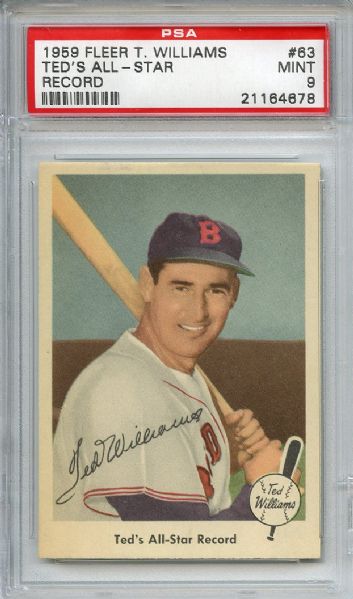 1959 Fleer 63 Ted Williams All Star Record PSA MINT 9