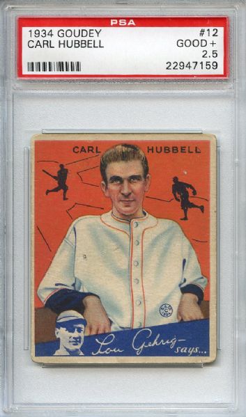1934 Goudey 12 Carl Hubbell PSA GOOD+ 2.5