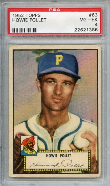 1952 Topps 63 Howie Pollet Red Back PSA VG-EX 4