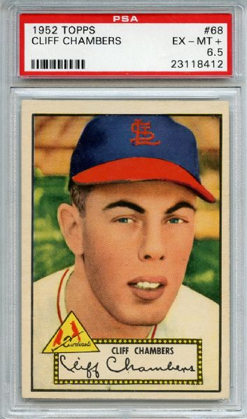 1952 Topps 68 Cliff Chambers Red Back PSA EX-MT+ 6.5