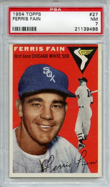 1954 Topps 27 Ferris Fain PSA NM 7