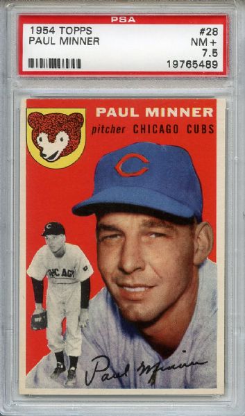 1954 Topps 28 Paul Minner PSA NM+ 7.5