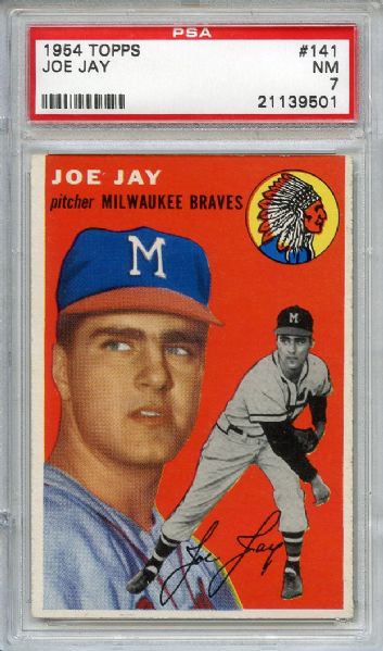 1954 Topps 141 Joe Jay PSA NM 7