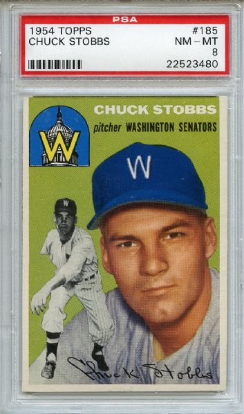 1954 Topps 185 Chuck Stobbs PSA NM-MT 8