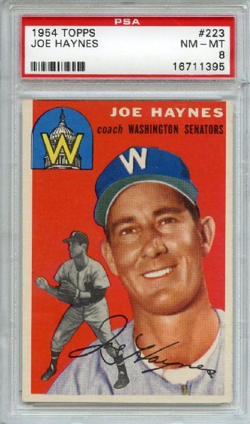 1954 Topps 223 Joe Haynes PSA NM-MT 8