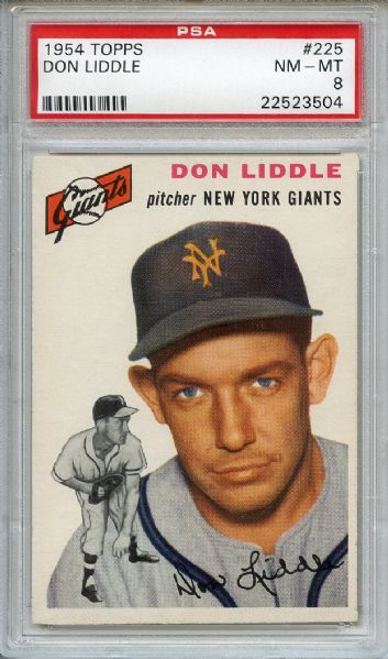 1954 Topps 225 Don Liddle PSA NM-MT 8