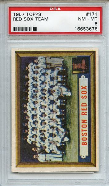 1957 Topps 171 Boston Red Sox Team PSA NM-MT 8