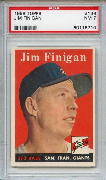 1958 Topps 136 Jim Finigan PSA NM 7