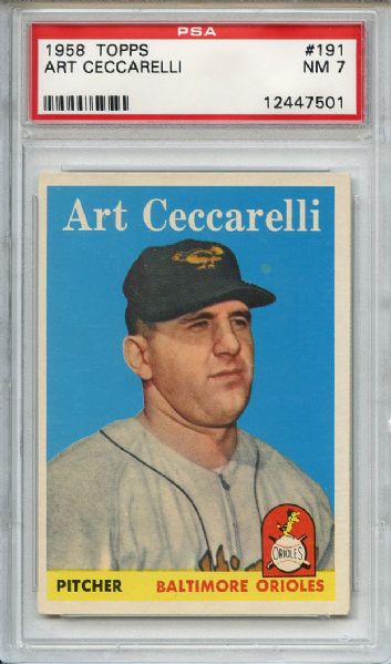 1958 Topps 191 Art Ceccarelli PSA NM 7