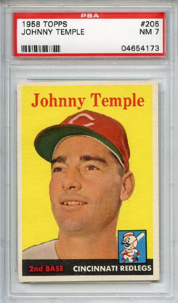1958 Topps 205 Johnny Temple PSA NM 7