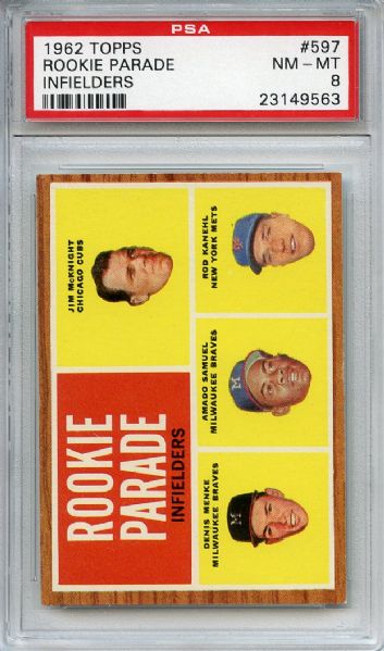 1962 Topps 597 Rookie Parade Infielders PSA NM-MT 8