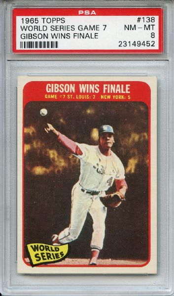 1965 Topps 138 World Series Game 7 Bob Gibson PSA NM-MT 8