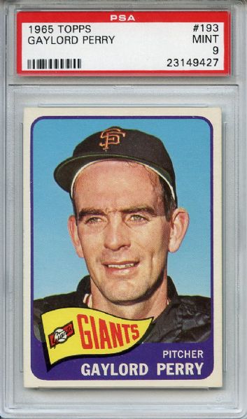 1965 Topps 193 Gaylord Perry PSA MINT 9