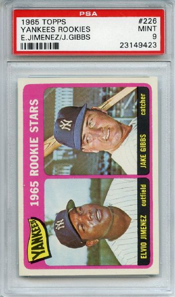 1965 Topps 226 New York Yankees Rookies PSA MINT 9