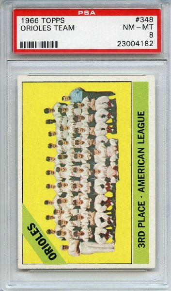 1966 Topps 348 Baltimore Orioles Team PSA NM-MT 8