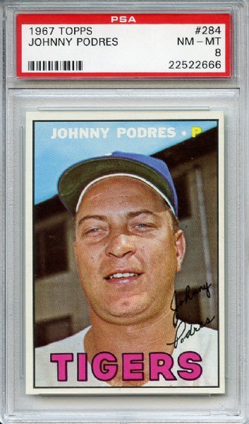 1967 Topps 284 Johnny Podres PSA NM-MT 8