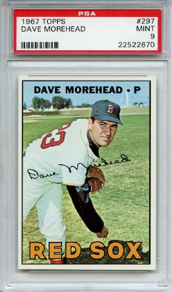 1967 Topps 297 Dave Morehead PSA MINT 9