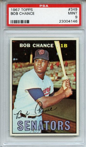 1967 Topps 349 Bob Chance PSA MINT 9