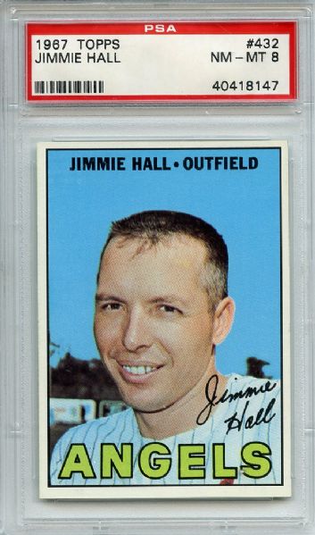 1967 Topps 432 Jimmie Hall PSA NM-MT 8