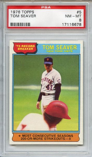 1976 Topps 5 Tom Seaver Record Breaker PSA NM-MT 8