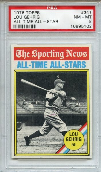 1976 Topps 341 Lou Gehrig PSA NM-MT 8