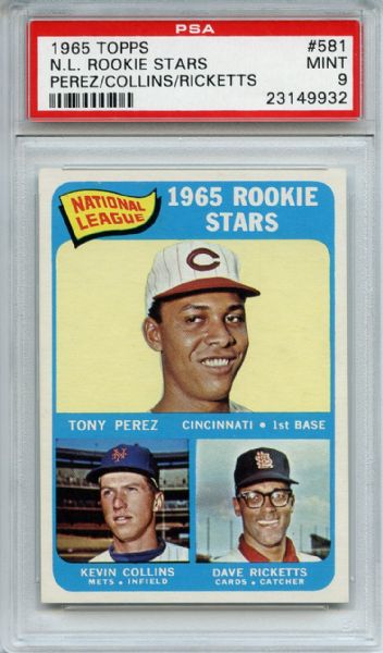 1965 Topps 581 Tony Perez RC PSA MINT 9