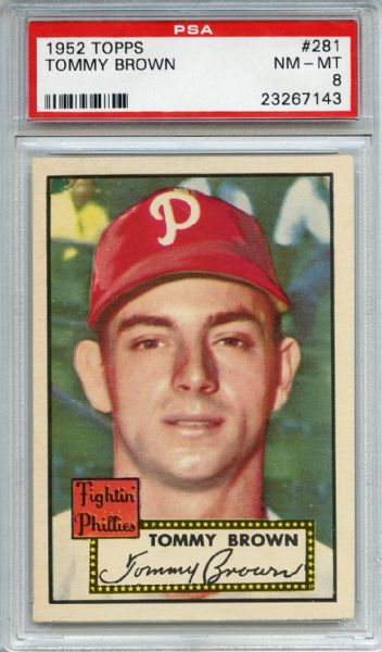 1952 Topps 281 Tommy Brown PSA NM-MT 8