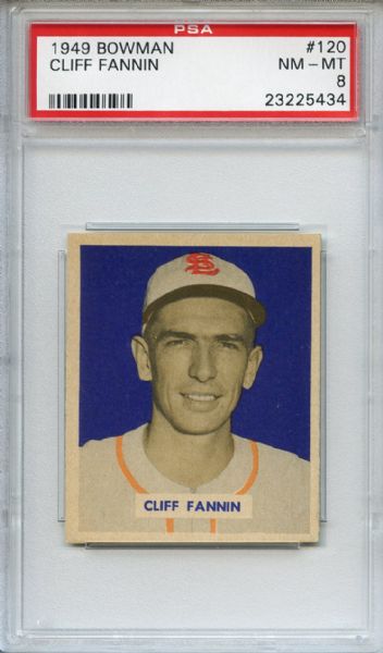 1949 Bowman 120 Cliff Fannin PSA NM-MT 8