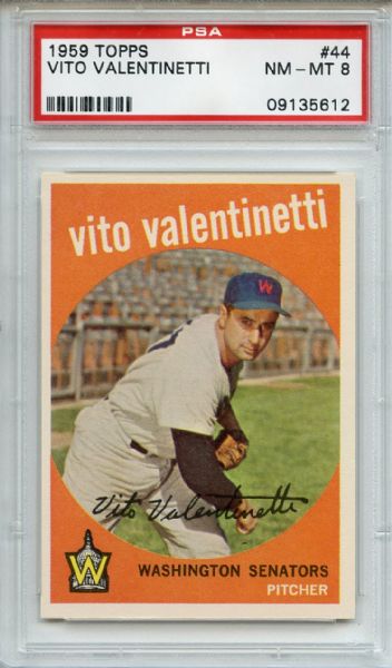 1959 Topps 44 Vito Valentinetti PSA NM-MT 8