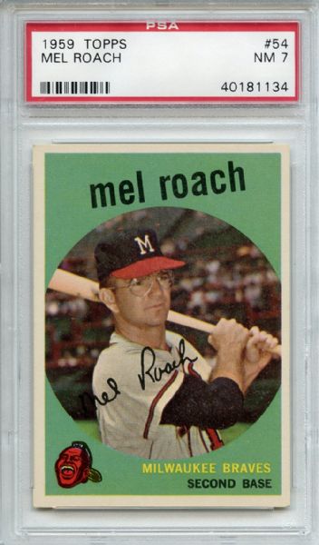1959 Topps 54 Mel Roach PSA NM 7